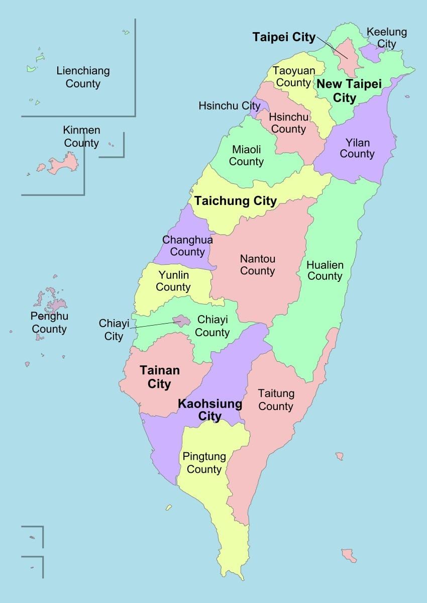 નકશો તાઇવાન રાજકીય